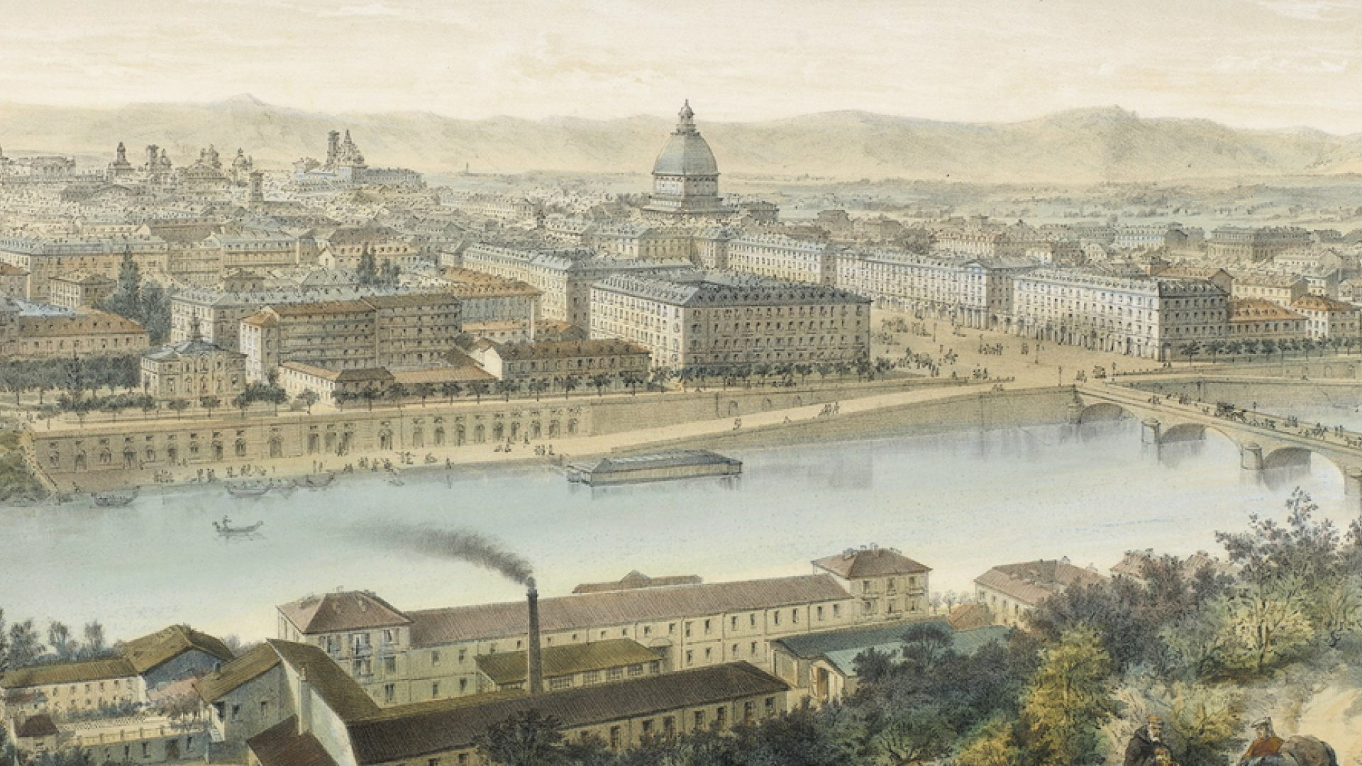Mole Antonelliana di Torino dal Monte dei Cappuccini nel 1880